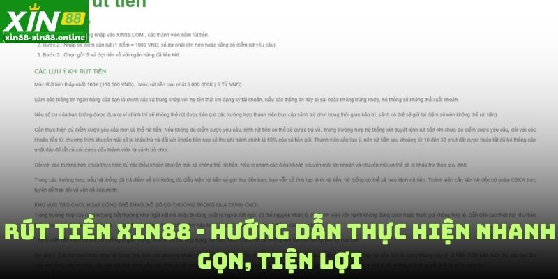 Rút Tiền Xin88 - Hướng Dẫn Thực Hiện Nhanh Gọn, Tiện Lợi